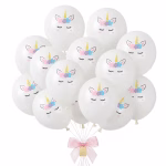 Set 10 baloane latex albe unicorn 30 cm Buchet festiv format din set 10 baloane latex albe unicorn 30 cm pentru petrecere tematica fetite