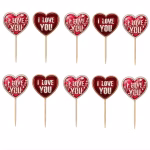 Set 10 toppere carton inima rosie I love you, 13 cm Decoratiune romantica pe un tort formata din set 10 toppere carton inima rosie i love you