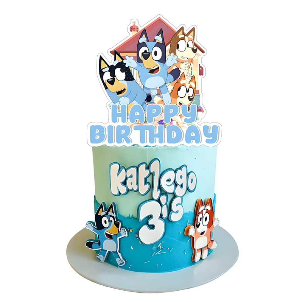 Topper Tort Happy Birthday Familia Bluey Si Prietenii
