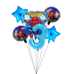 SET 6 BALOANE FOLIE SPIDERMAN CU CIFRA 3