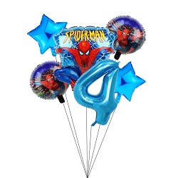 SET 6 BALOANE FOLIE SPIDERMAN CU CIFRA 4