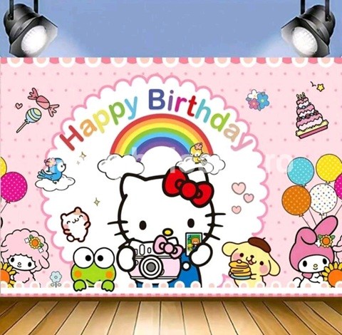 BACKGROUND TEXTIL PENTRU ARANJAMENT ARCADA HELLO KITTY KUROMI COD 464