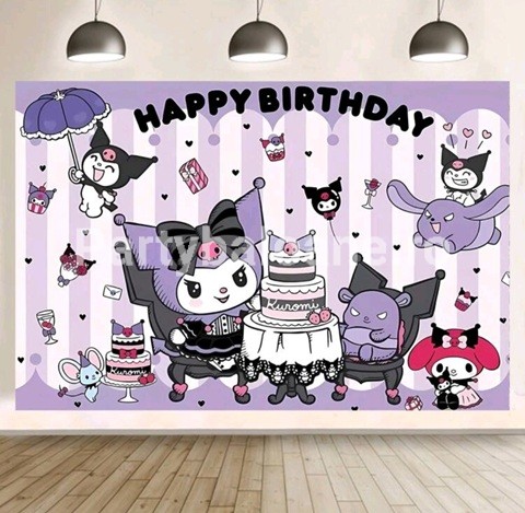 BACKGROUND TEXTIL PENTRU ARANJAMENT ARCADA HELLO KITTY KUROMI COD 484