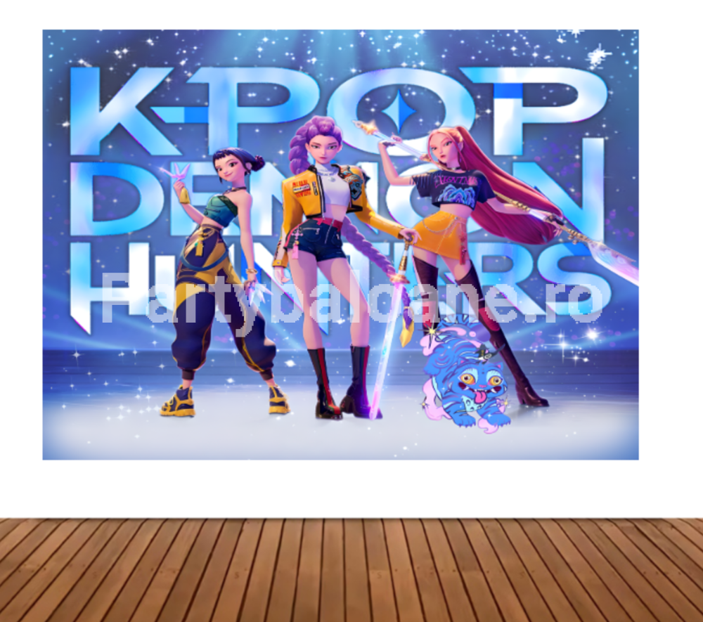 Background Textil K-Pop Demon Hunters – Banner pentru Arcadă și Decor Foto