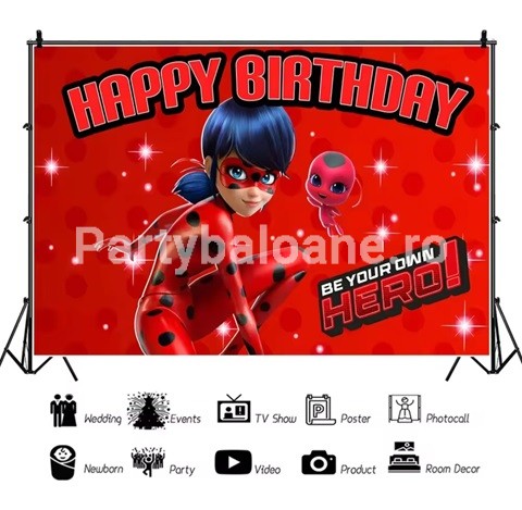 BACKGROUND TEXTIL PENTRU ARANJAMENT HAPPY BIRTHDAY MIRACULOUS - COD 389