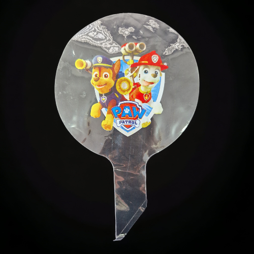 BALON BOBO TRANSPARENT CU IMPRIMEU PATRULA CATELUSILOR MODEL 3 - 45 CM