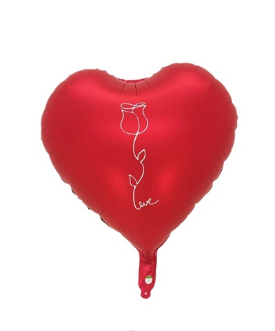 BALON FOLIE INIMA ROSIE CU TRANDAFIR - 45 CM