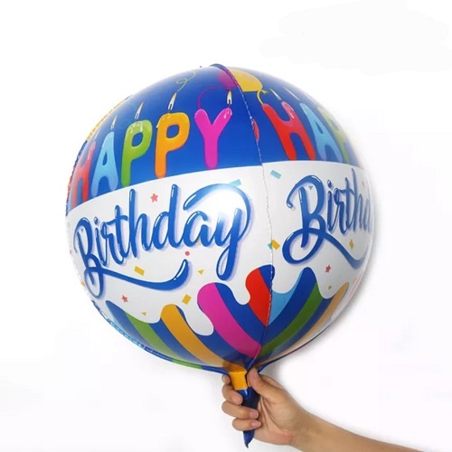 BALON FOLIE ORBZ HAPPY BIRTHDAY ALBASTRU CU ALB 55 CM