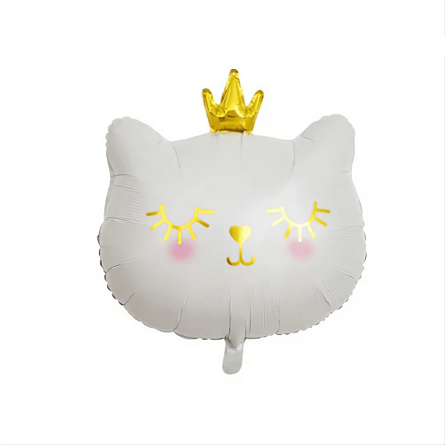 BALON FOLIE PISICA ALBA CU CORONITA - 73x63 CM