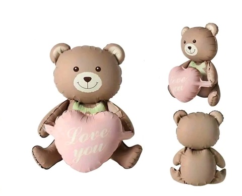 BALON FOLIE URSULET 3D CU INIMA - 105x67 CM