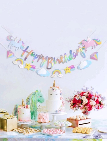 BANNER HAPPY BIRTHDAY - UNICORN