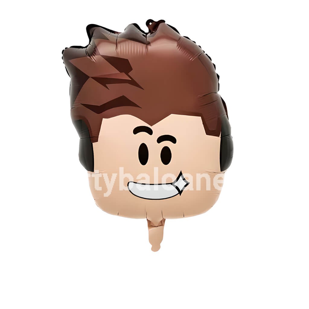 Balon Folie Cap Figurina Roblox Avatar Saten 60x45 cm Balon din folie metalizata in forma de cap figurina Roblox cu par saten si zambet larg dimensiuni 60x45 cm pentru petreceri gameri si copii.