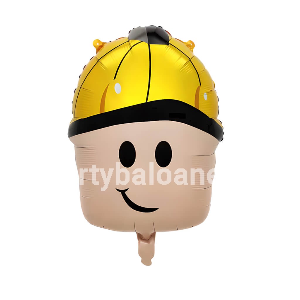 Balon Folie Cap Figurina Roblox Constructor 60x45 cm Balon din folie metalizata in forma de cap figurina Roblox cu casca galbena de constructor dimensiuni 60x45 cm pentru petreceri gameri.
