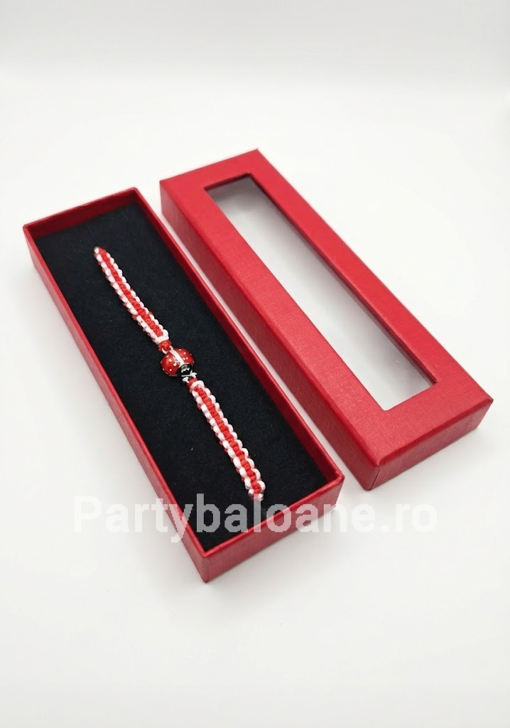Mărțișor Premium Brățară în Cutie Cadou - Modele Norocoase 1 Martie Model 41 Martisor premium bratara cu perle si talismane norocoase in cutie rosie cadou 1 martie