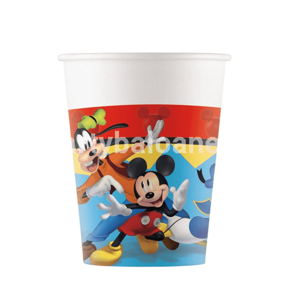 Pahare Party Mickey Jump Fun (Set 8 buc) - Accesorii Masă 200ml Disney Set 8 pahare party din carton cu imprimeu Mickey Jump Fun capacitate 200 ml Procos pentru aniversari copii.