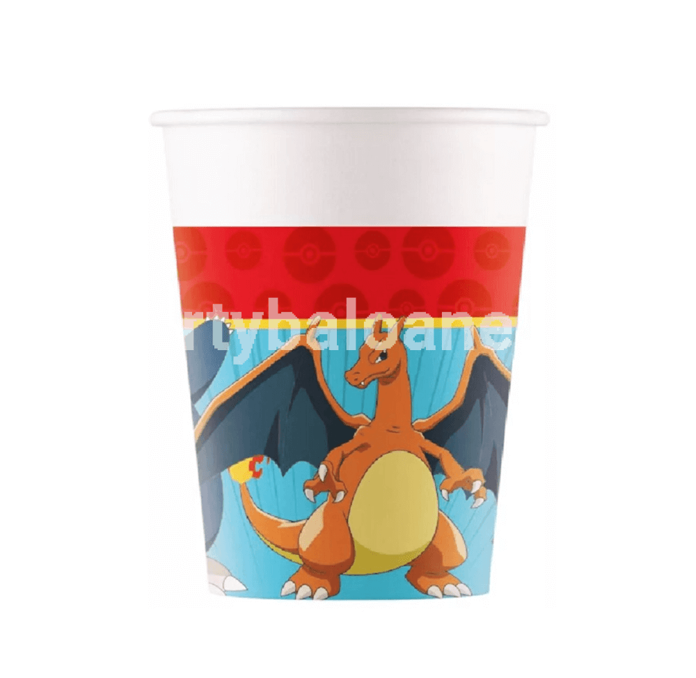 Pahare Party Pokémon (Set 8 buc) - Accesorii Masă 200ml Pikachu Set 8 pahare party din carton cu imprimeu Pokémon Pikachu capacitate 200 ml pentru aniversari copii.