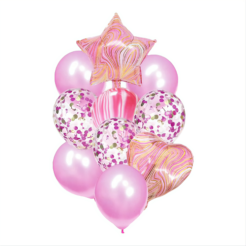 SET 10 BALOANE FOLIE MARMORATE SI LATEX ROZ