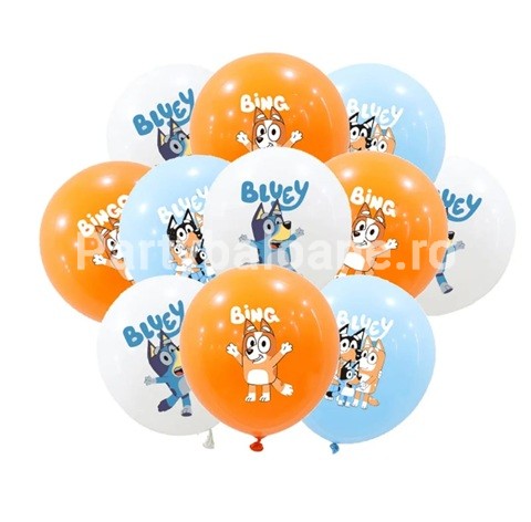 Set 12 Baloane Latex Familia Bluey si Surioara 30 cm Set de 12 baloane din latex 30 cm