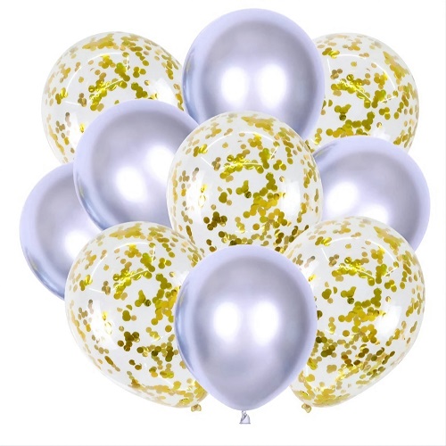 SET 10 BALOANE LATEX LILA CHROME SI BALOANE CU CONFETTI