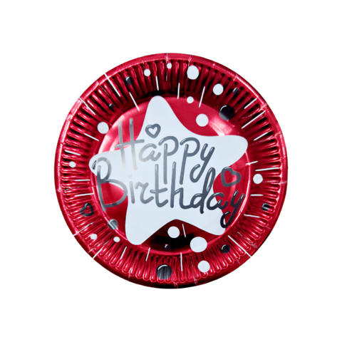 SET 10 FARFURII HAPPY BIRTHDAY ROSU - 18 CM