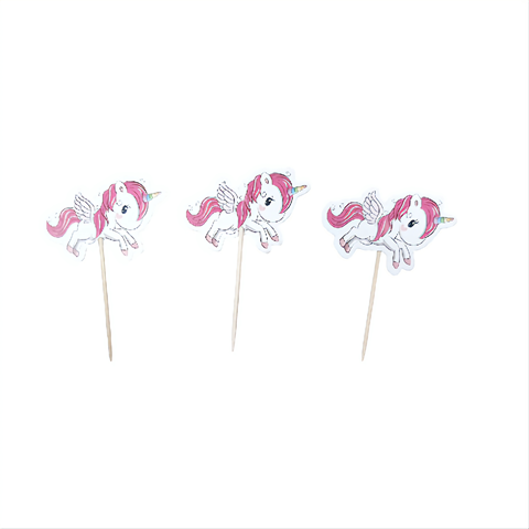 Set 12 Toppere Carton Unicorn (Roz Fucsia