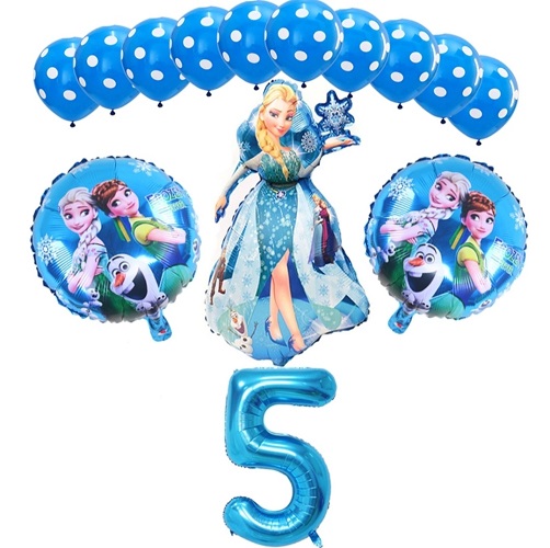 SET 14 BALOANE FOLIE SI LATEX CU CIFRA 5 - FROZEN ELSA