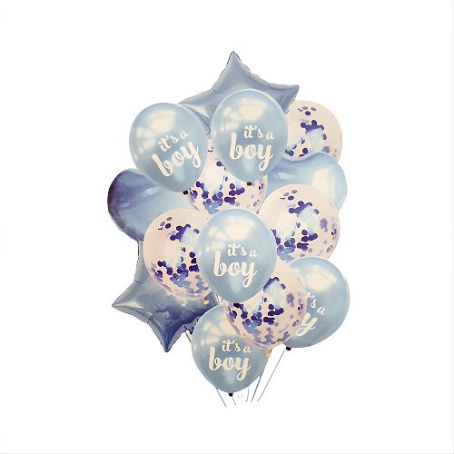 SET 14 BALOANE FOLIE SI LATEX - ITS A BOY - ALBASTRU