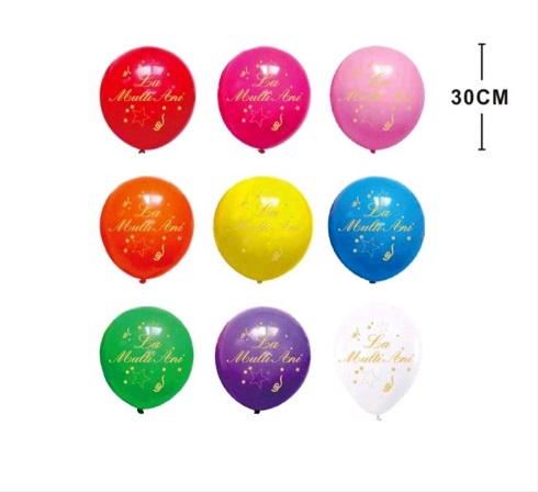 SET 20 BALOANE MULTICOLORATE CU IMPRIMEU LA MULTI ANI - 30 CM
