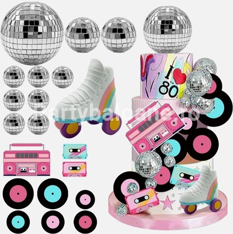 Set Toppere 3D Tort Kpop Demon Hunters Disco – 20 Piese Retro Set complet 20 toppere 3D pentru tort cu tematica Kpop Demon Hunters Disco