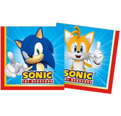 Șervețele Party Sonic (Set 20 buc) - Decor Masă 33x33cm Set 20 șervețele party din hârtie cu imprimeu Sonic the Hedgehog dimensiune 33x33 cm Procos pentru aniversari copii.