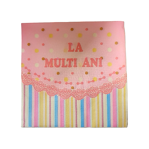 SET 20 SERVETELE ROZ - LA MULTI ANI