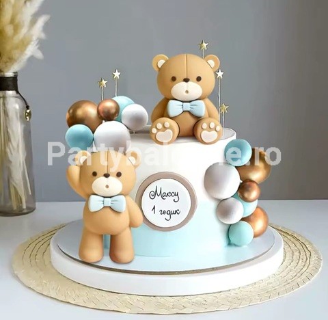 Set 22 Toppere Tort Ursuleți Bleu 3D