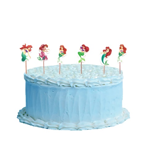 Set 24 Toppere Carton Sirena Ariel (Mica Sirena) 8 cm Set de 24 mini toppere din carton pentru decorare briose si cupcakes. Ilustratii vesele prezentand printesa Sirena Ariel in diverse ipostaze gratioase