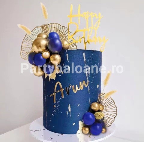 Set 27 Toppere Tort 3D Albastru și Auriu – Bile