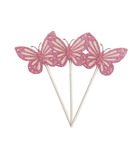 Set 3 Toppere Tort Fluturi Roz