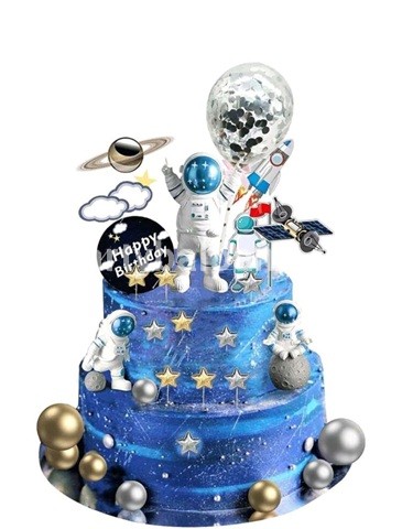 Set 34 Toppere Tort 3D Astronauți și Spațiu – Decorațiuni Premium Figurine Plastic Set gigant 34 toppere si decoratiuni tort 3D cu 3 figurine astronauti plastic