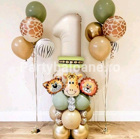 SET 37 BALOANE TEMATICA SAFARI – CIFRA 1 SAND WHITE