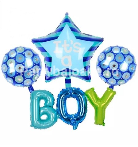 SET 4 BALOANE FOLIE ALBASTRE BOY