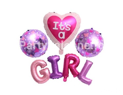 SET 4 BALOANE FOLIE ROZ GIRL