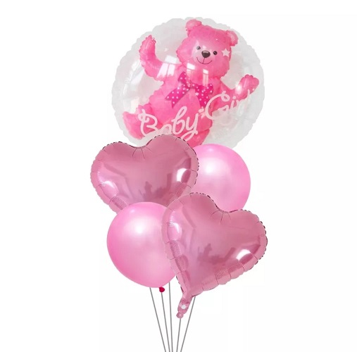 SET 5 BALOANE CU INIMI SI URS - ROZ