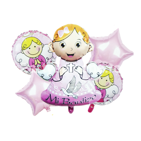 SET 5 BALOANE FOLIE INGERAS ROZ