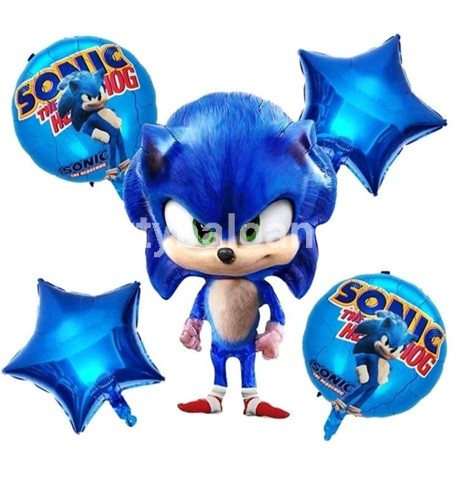 Set 5 Baloane Folie Sonic The Hedgehog Set 5 baloane din folie metalizata tematica Sonic The Hedgehog. Include un balon urias cu personajul Sonic