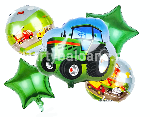 SET 5 BALOANE FOLIE TRACTOR VERDE