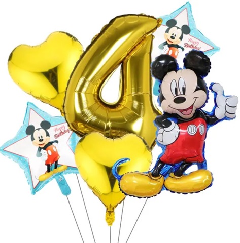SET 6 BALOANE CU CIFRA 4 SI MICKEY