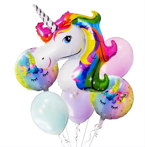 SET 6 BALOANE FOLIE SI LATEX - UNICORN