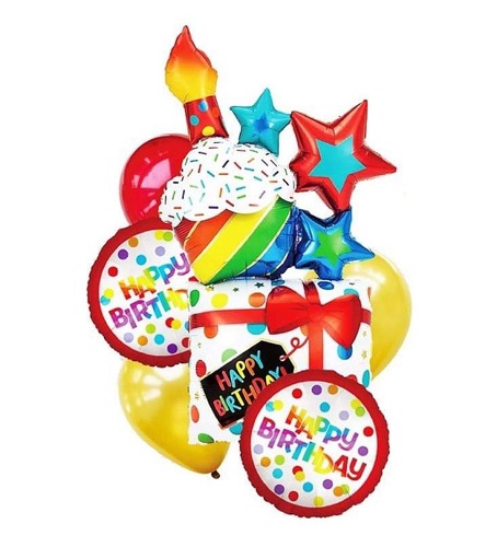 SET 6 BALOANE HAPPY BIRTHDAY CU TORT 3D