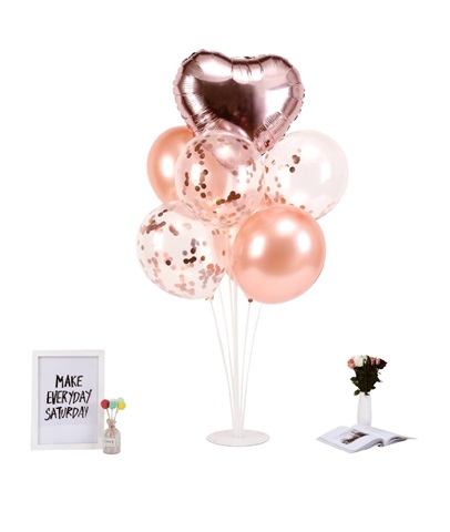 SET 7 BALOANE CU SUPORT INCLUS - INIMA ROSE GOLD