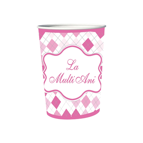 SET 8 PAHARE LA MULTI ANI ROZ 200 ML