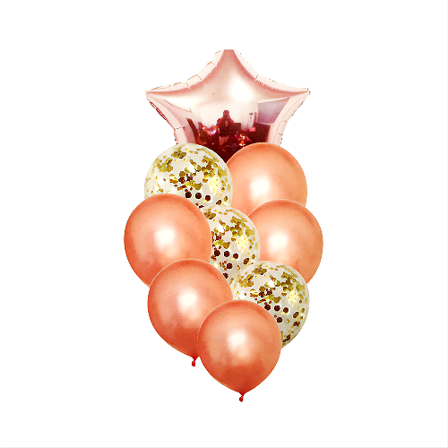 SET 9 BALOANE FOLIE SI LATEX CU STEA - ROSE GOLD