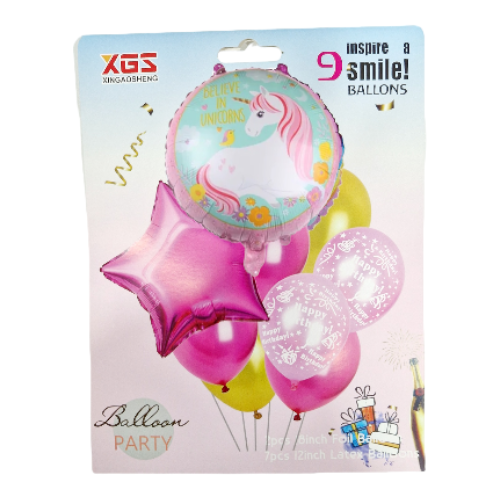 SET 9 BALOANE FOLIE SI LATEX UNICORN